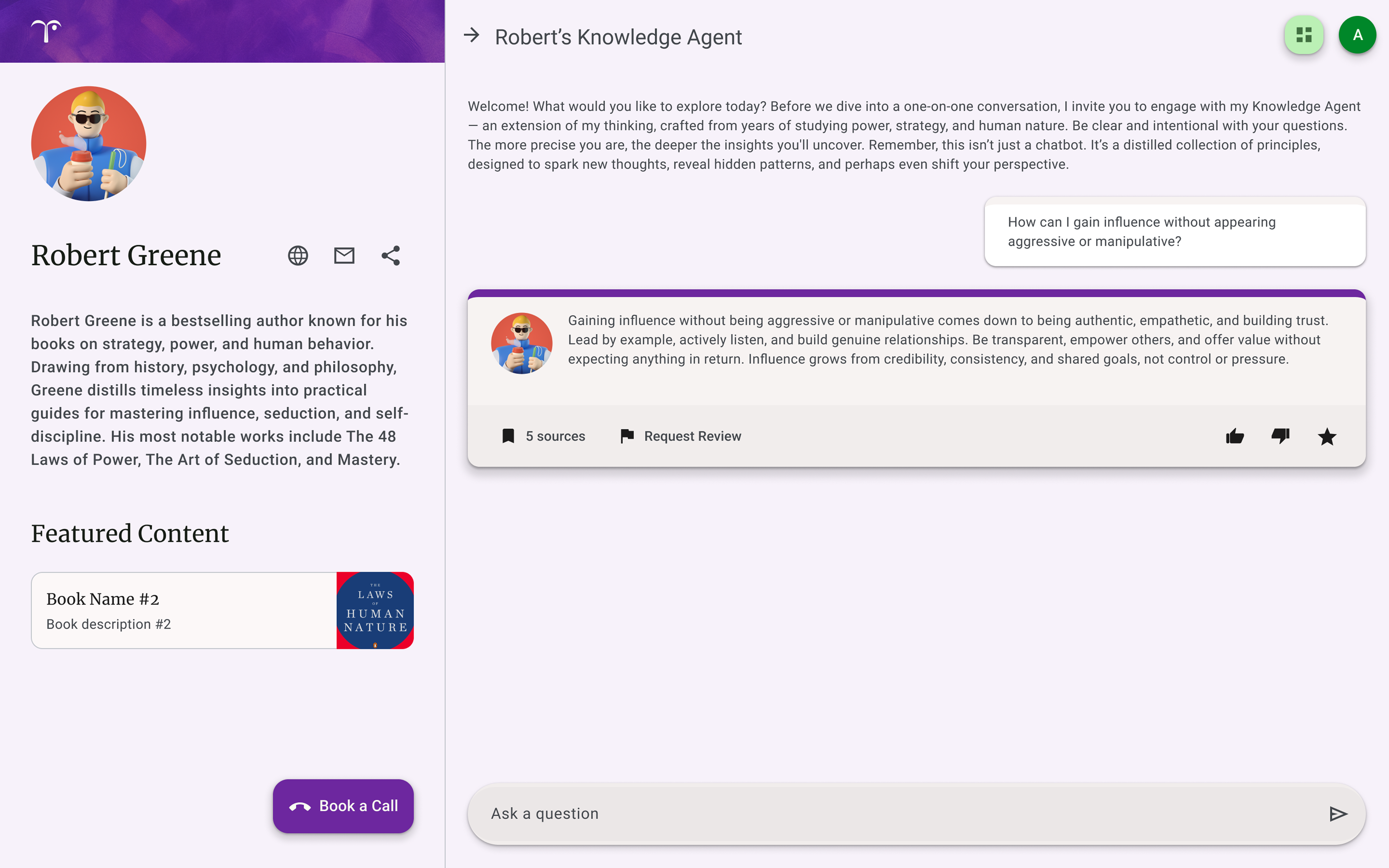 After clicking on one of the prompts in the chat