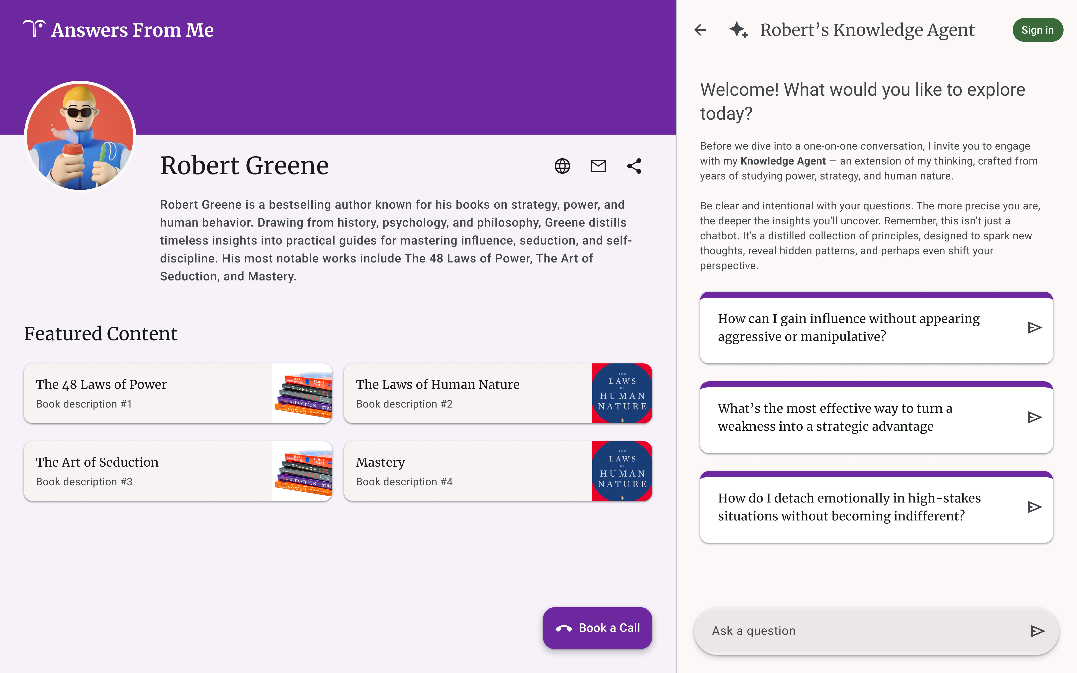 Redesigned expert page