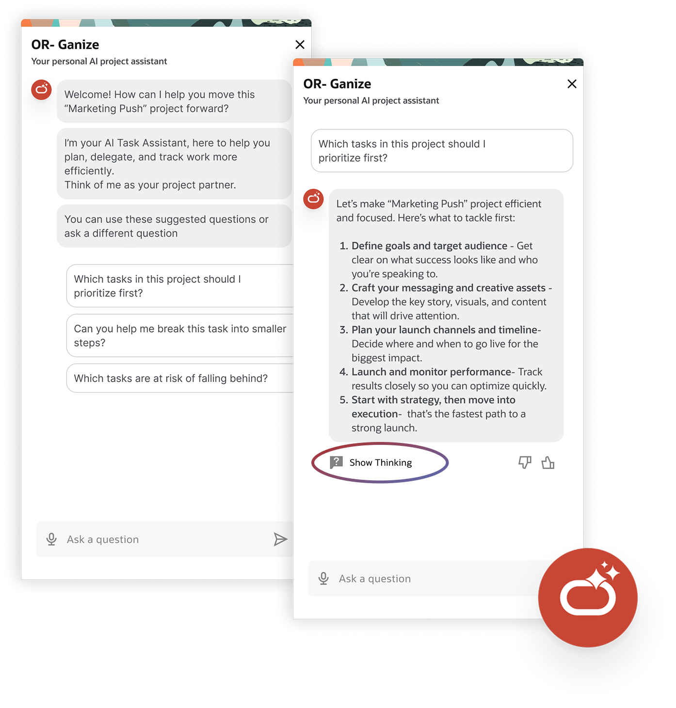 Conversational AI Agent interface