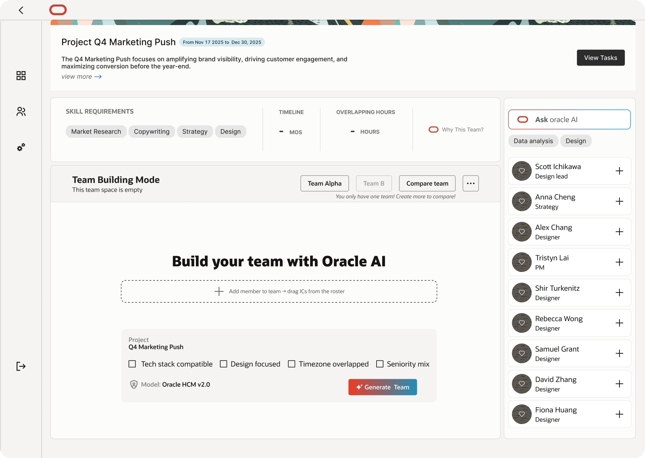 Generate team / add manually