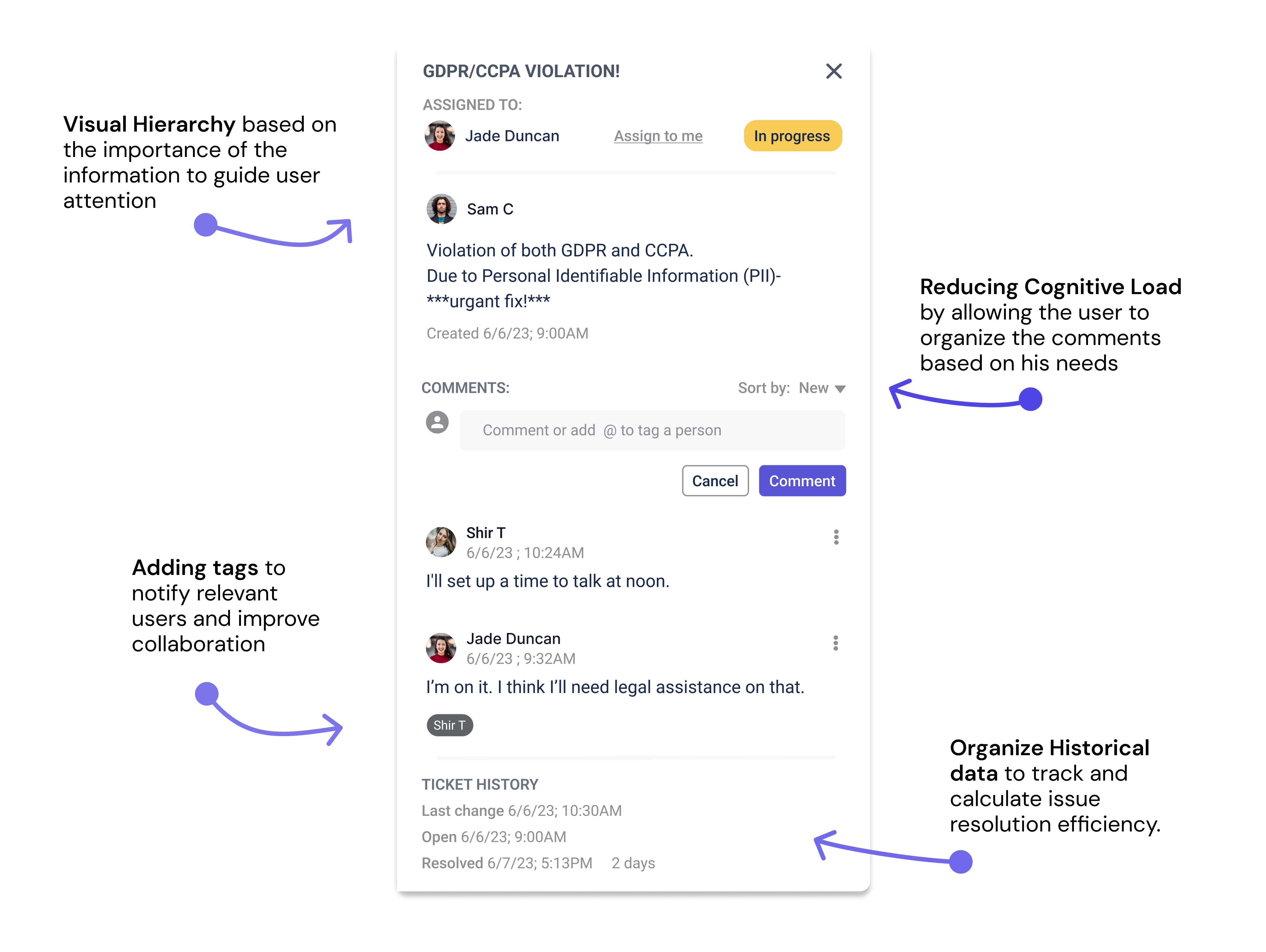 Ticketrack final design - sidebar and ticket management