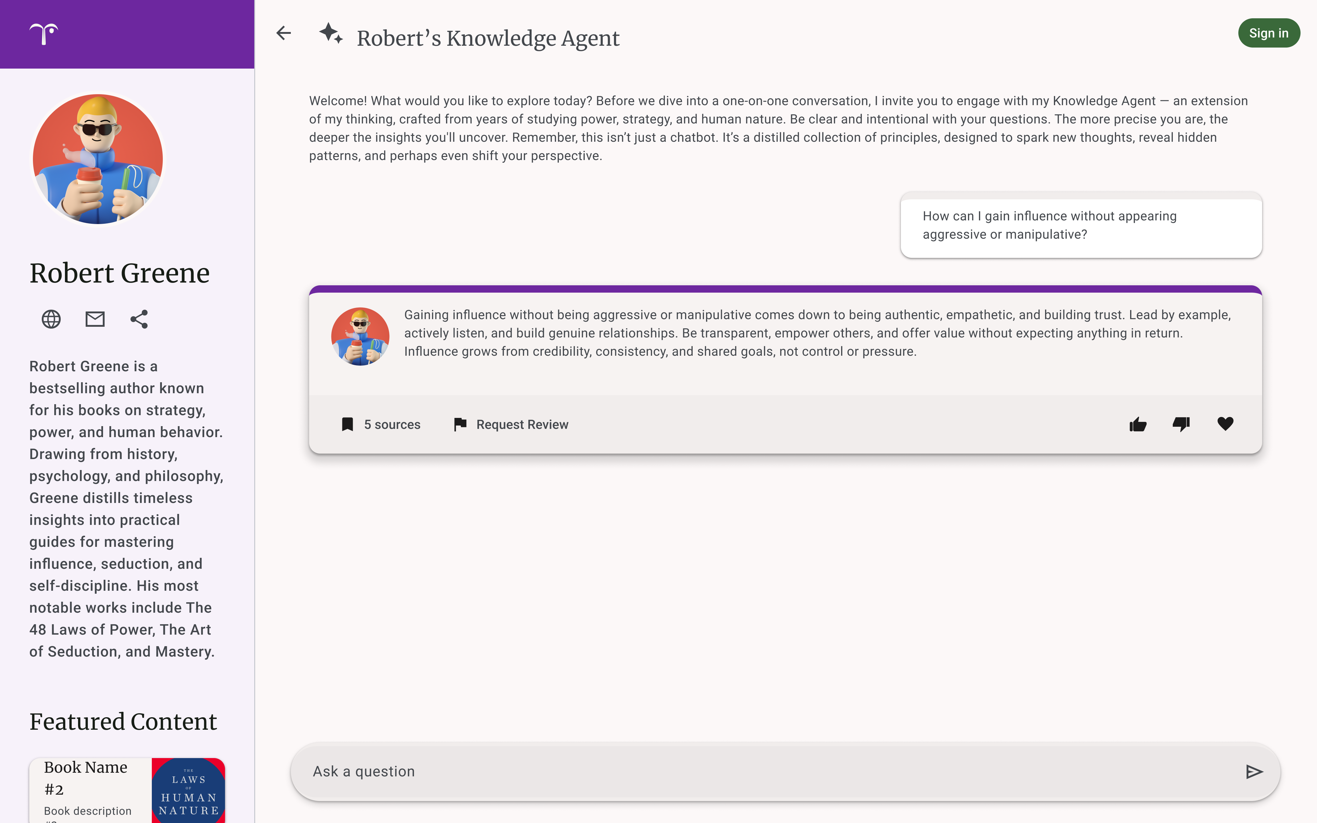 After clicking on one of the prompts in the chat
