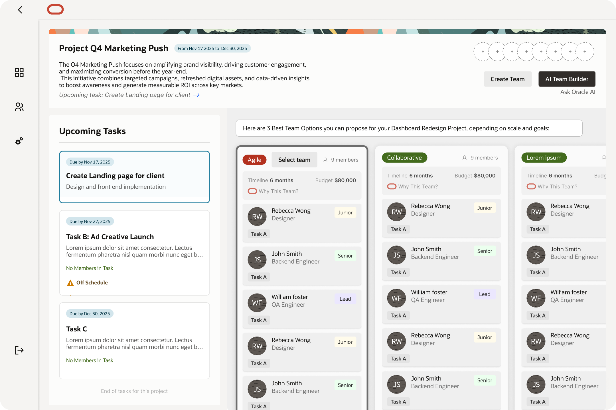 After: customizable team builder