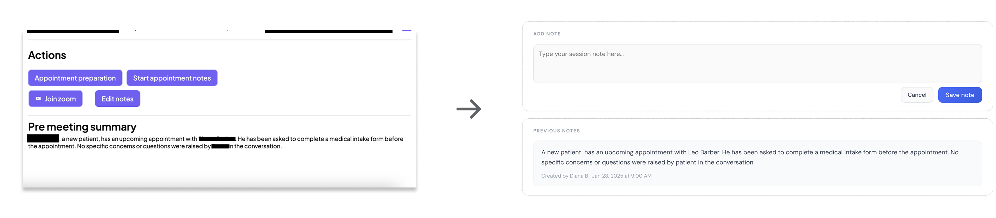 Speed documentation interface