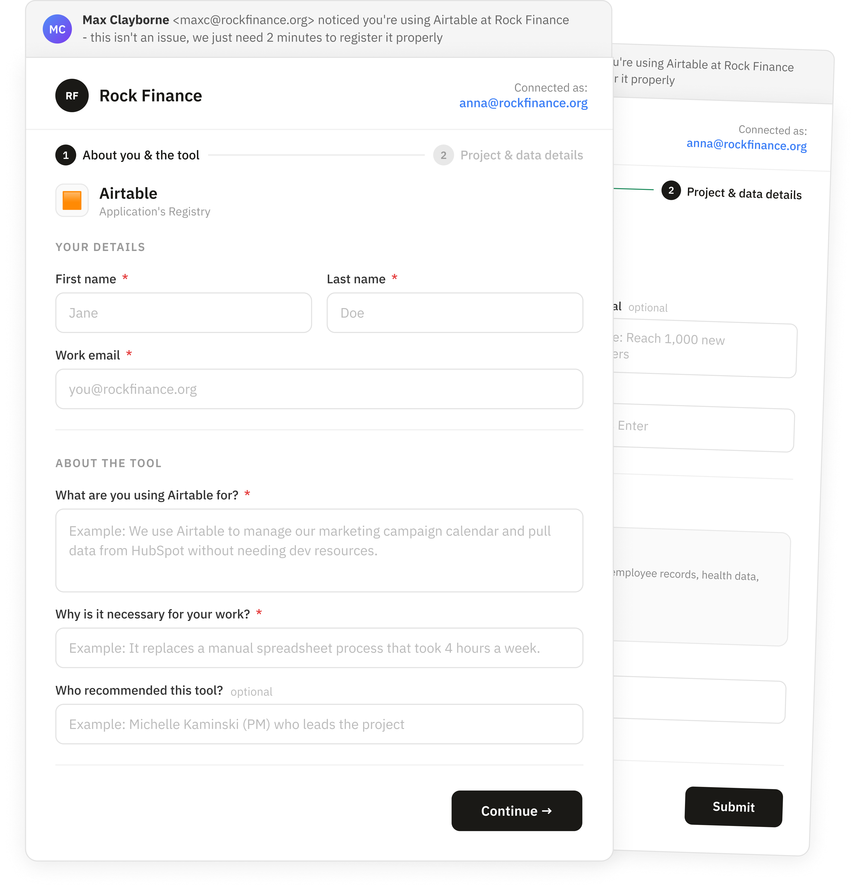 Employee email form design